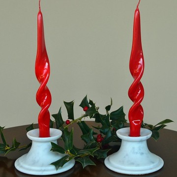 Candle holder in White Carrara marble